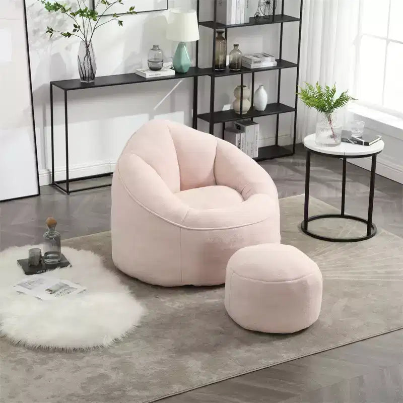 Pouf poire, Fauteuil poire avec garnissage en mousse haute densité et repose-pieds, Fauteuil d'appoint moderne avec ottoman