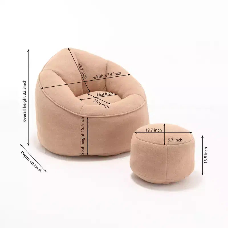 Pouf poire, Fauteuil poire avec garnissage en mousse haute densité et repose-pieds, Fauteuil d'appoint moderne avec ottoman