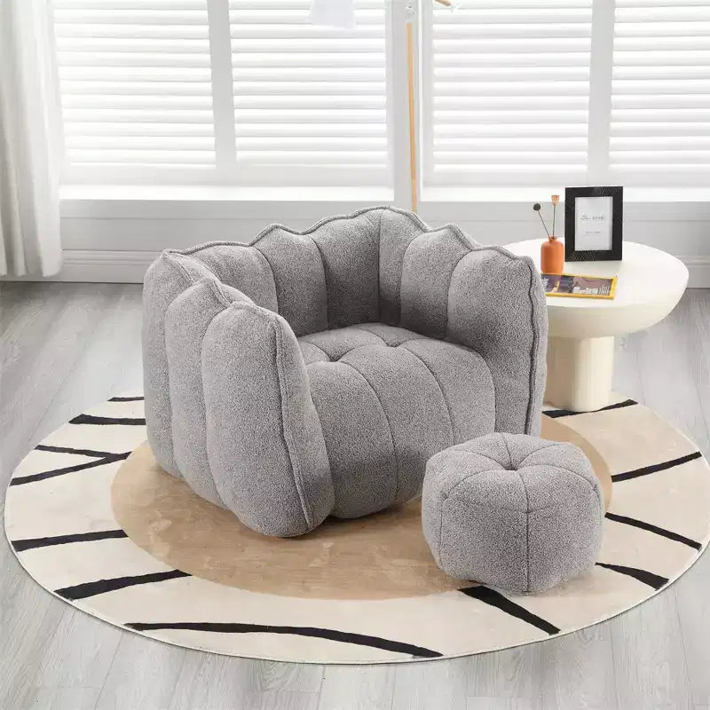 Canapé Pouf avec Ottoman, Fauteuil Poire Moderne et Doux avec Accoudoirs, Canapé Paresseux Carré en Chenille