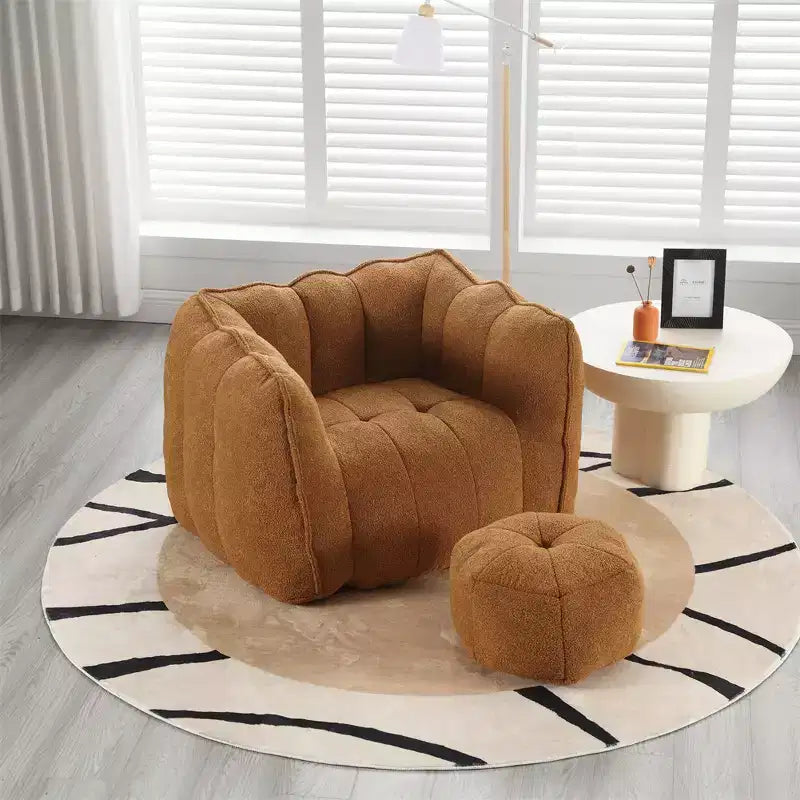 Canapé Pouf avec Ottoman, Fauteuil Poire Moderne et Doux avec Accoudoirs, Canapé Paresseux Carré en Chenille