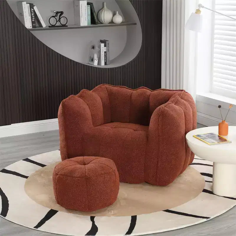 Canapé Pouf avec Ottoman, Fauteuil Poire Moderne et Doux avec Accoudoirs, Canapé Paresseux Carré en Chenille