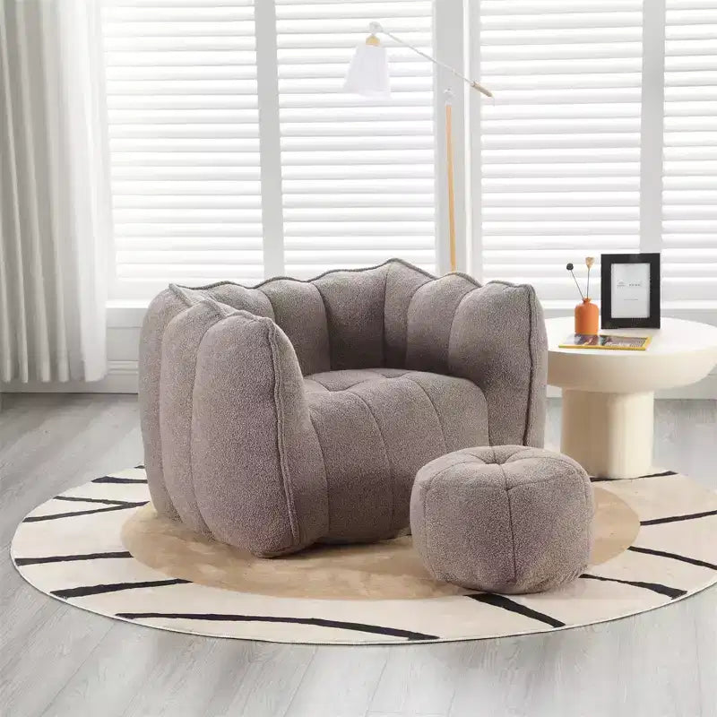 Canapé Pouf avec Ottoman, Fauteuil Poire Moderne et Doux avec Accoudoirs, Canapé Paresseux Carré en Chenille