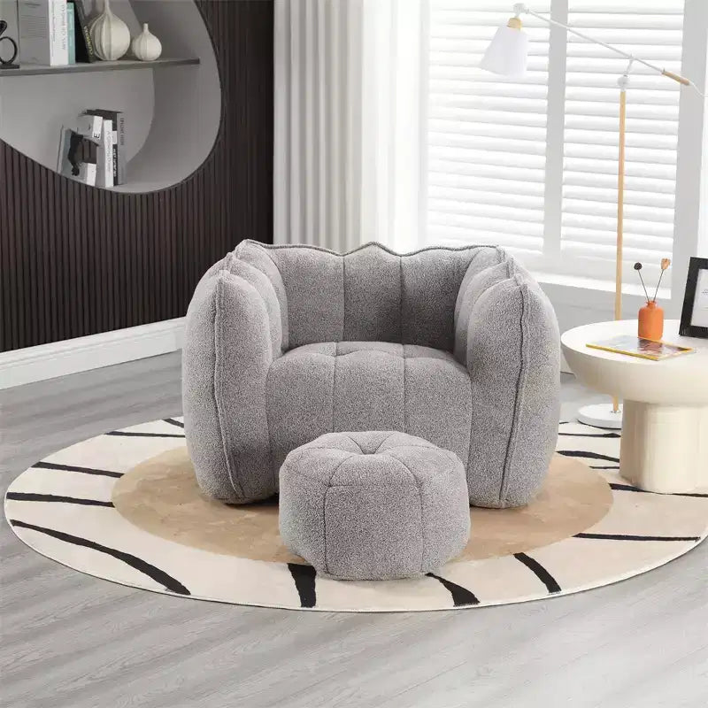 Canapé Pouf avec Ottoman, Fauteuil Poire Moderne et Doux avec Accoudoirs, Canapé Paresseux Carré en Chenille