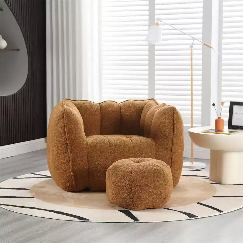 Canapé Pouf avec Ottoman, Fauteuil Poire Moderne et Doux avec Accoudoirs, Canapé Paresseux Carré en Chenille