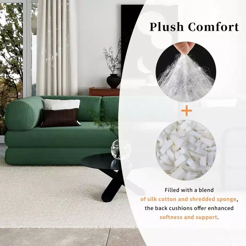 Canapé-lit d'angle en velours côtelé Clihome, sectionnel modulaire avec méridienne réversible et mousse haute densité pour salon polyvalent