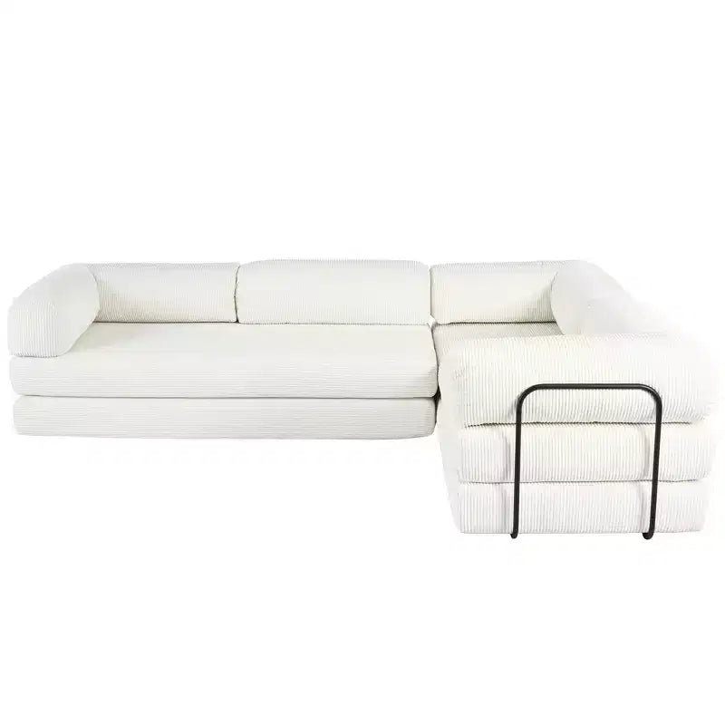Canapé-lit d'angle en velours côtelé Clihome, sectionnel modulaire avec méridienne réversible et mousse haute densité pour salon polyvalent