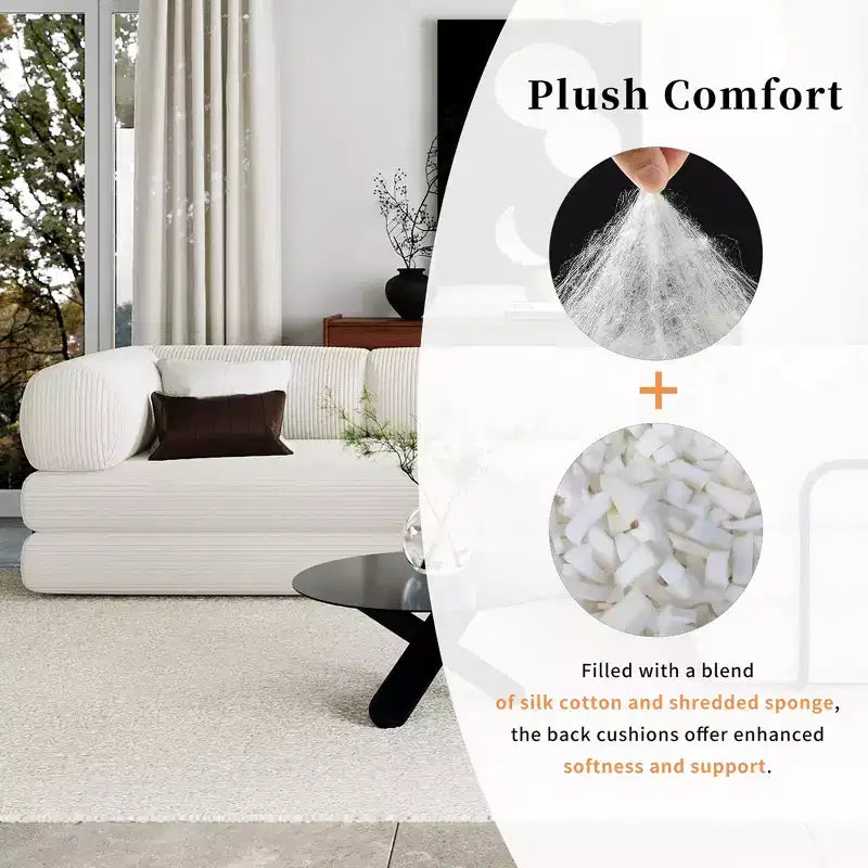 Canapé-lit d'angle en velours côtelé Clihome, sectionnel modulaire avec méridienne réversible et mousse haute densité pour salon polyvalent