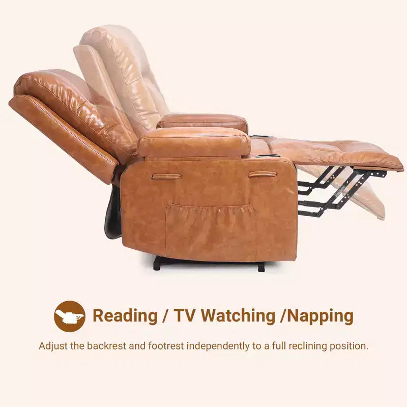 Fauteuil inclinable électrique en cuir PU de 41,7 po, inclinable réglable, canapé simple ergonomique, pour salon