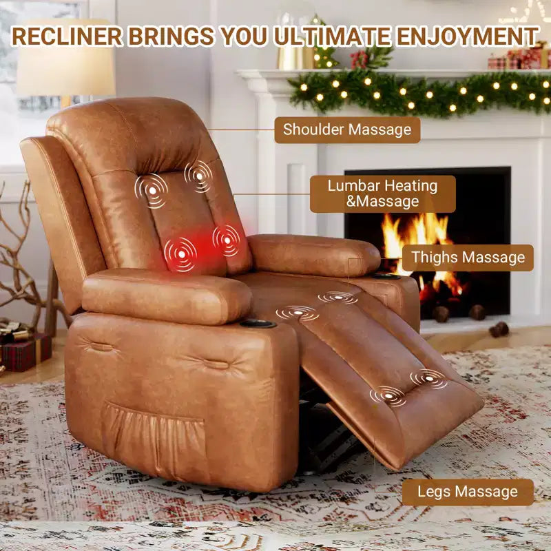 Fauteuil inclinable électrique en cuir PU de 41,7 po, inclinable réglable, canapé simple ergonomique, pour salon