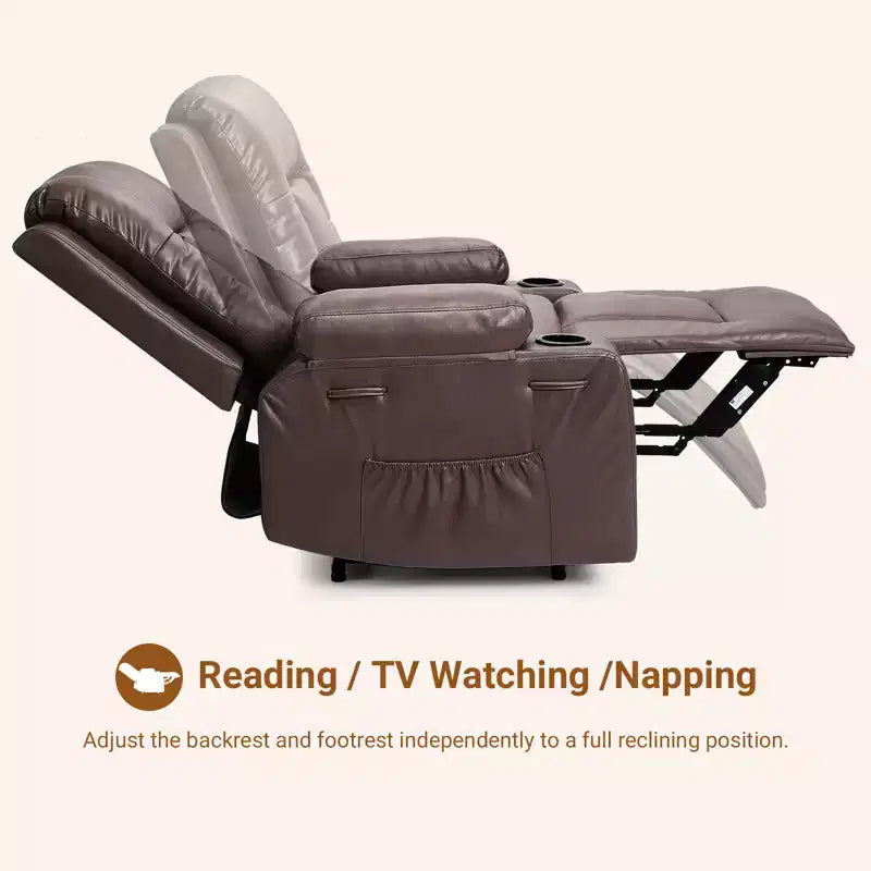Fauteuil inclinable électrique en cuir PU de 41,7 po, inclinable réglable, canapé simple ergonomique, pour salon