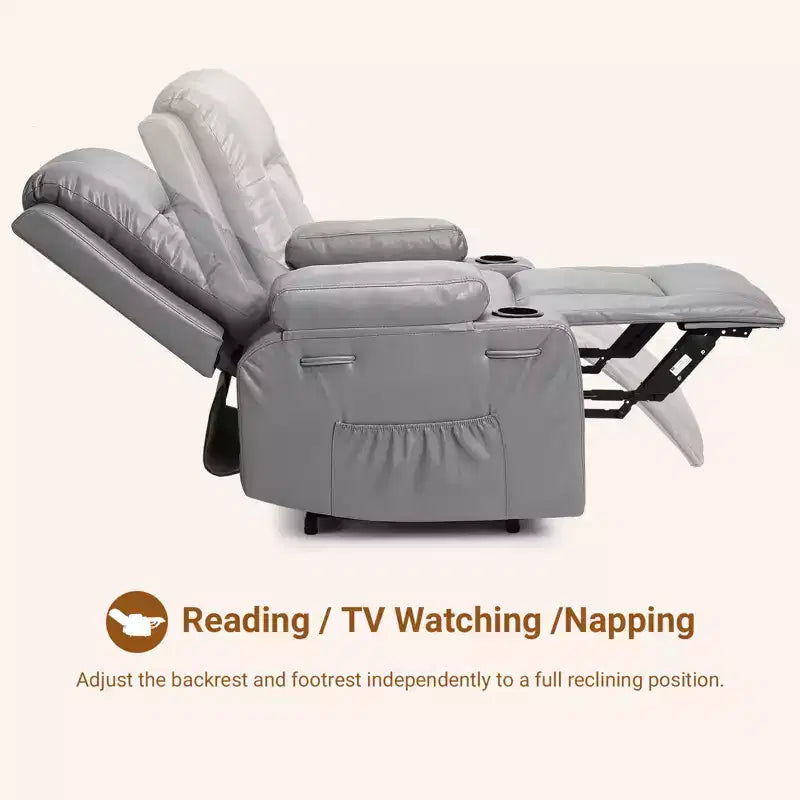 Fauteuil inclinable électrique en cuir PU de 41,7 po, inclinable réglable, canapé simple ergonomique, pour salon