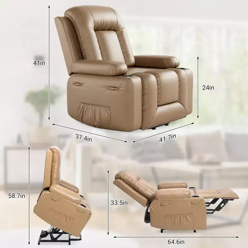Fauteuil inclinable électrique en cuir PU de 41,7 po, inclinable réglable, canapé simple ergonomique, pour salon