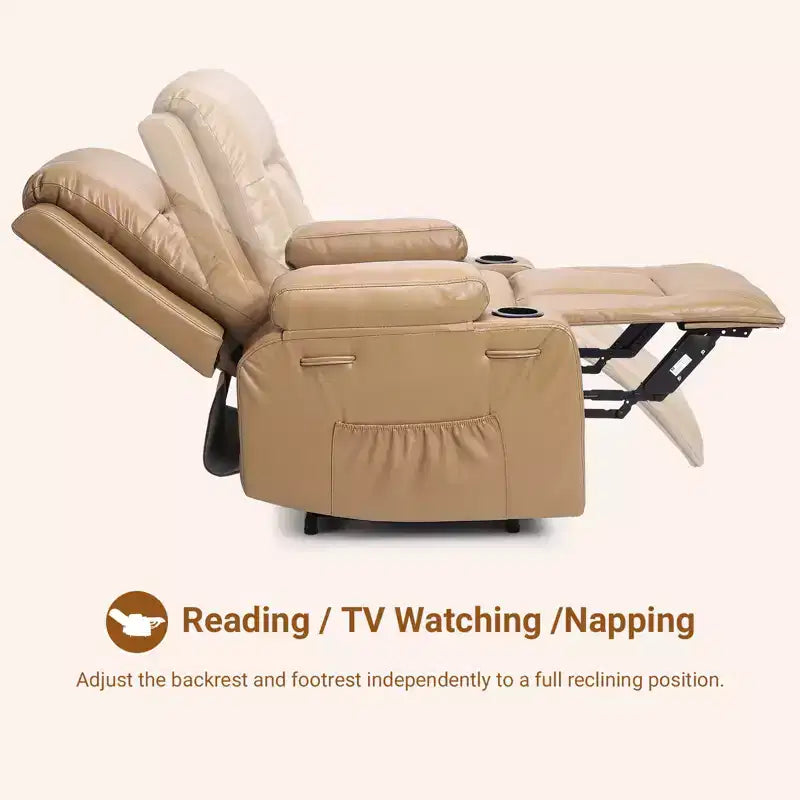 Fauteuil inclinable électrique en cuir PU de 41,7 po, inclinable réglable, canapé simple ergonomique, pour salon