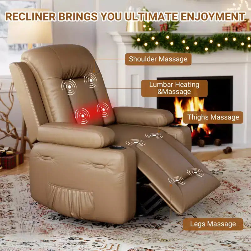 Fauteuil inclinable électrique en cuir PU de 41,7 po, inclinable réglable, canapé simple ergonomique, pour salon