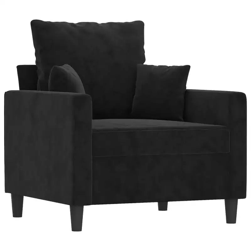 Fauteuil canapé velours noir (100% polyester), métal, textilène, mousse