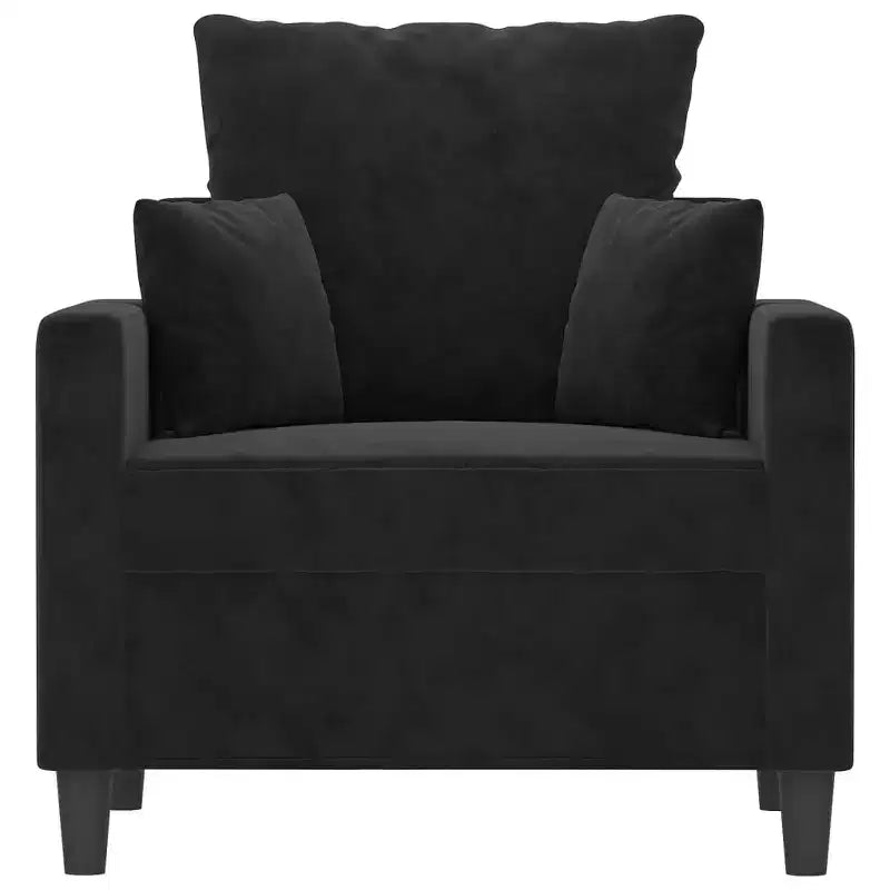 Fauteuil canapé velours noir (100% polyester), métal, textilène, mousse