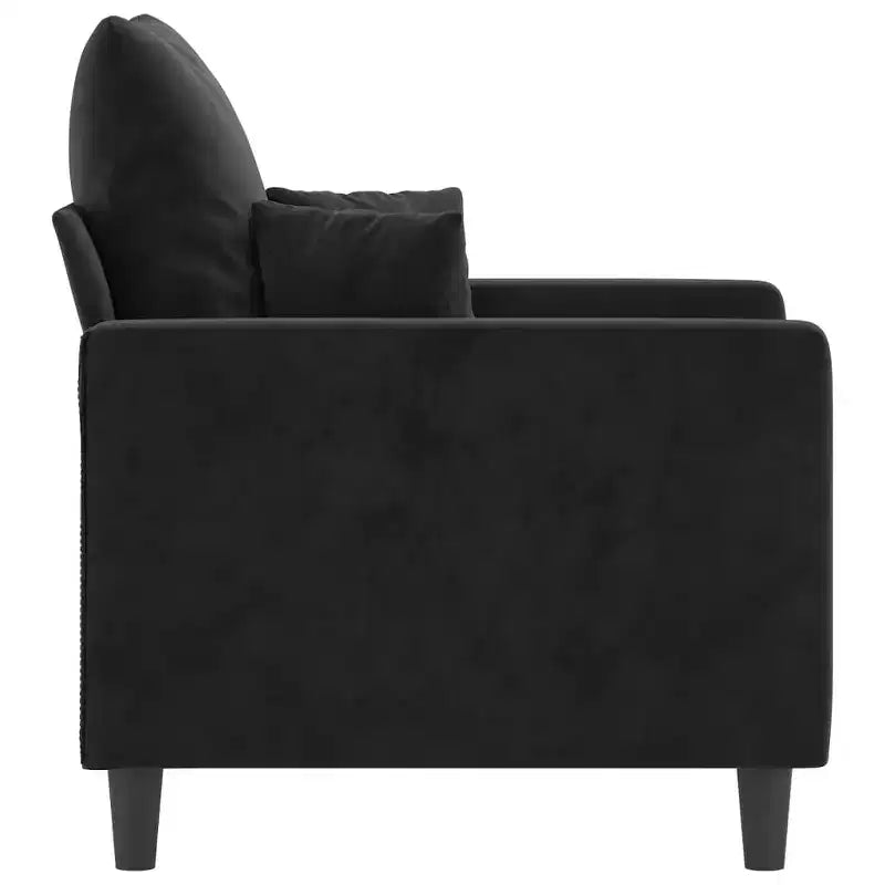 Fauteuil canapé velours noir (100% polyester), métal, textilène, mousse