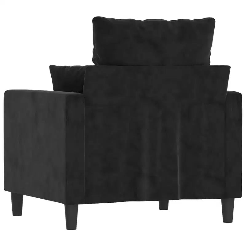 Fauteuil canapé velours noir (100% polyester), métal, textilène, mousse