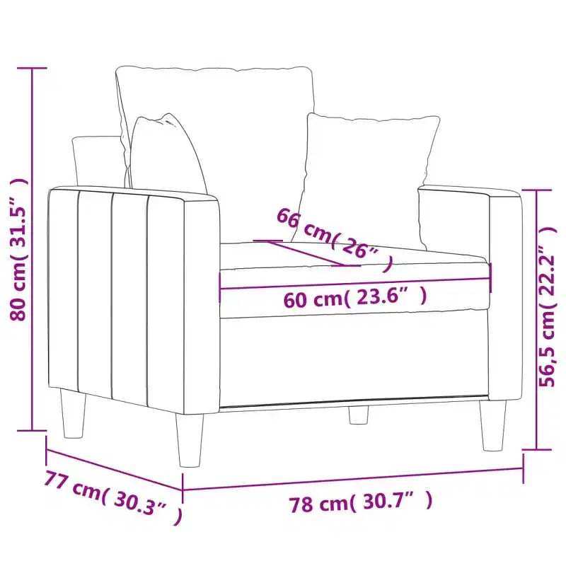 Fauteuil canapé velours noir (100% polyester), métal, textilène, mousse