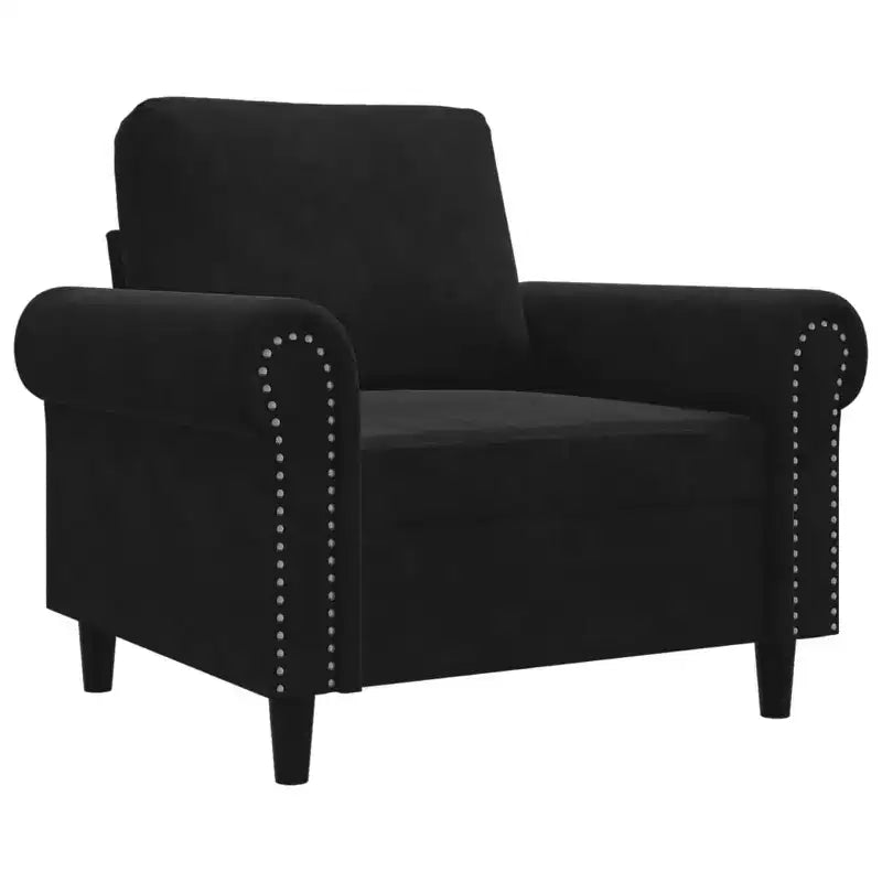 Fauteuil canapé en velours noir, fauteuil individuel en métal durable