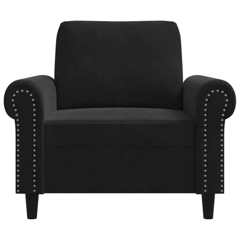 Fauteuil canapé en velours noir, fauteuil individuel en métal durable