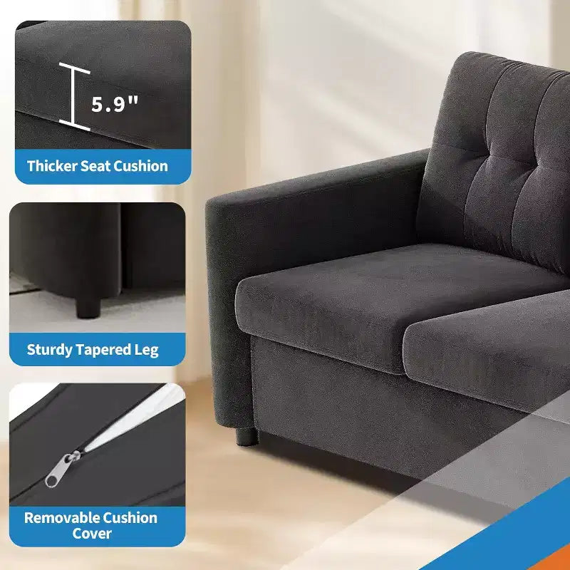 Canapé modulaire sectionnel 4 places en velours de 292 cm compact avec console de rangement, station de charge et porte-gobelets, canapé à assise profonde pour la maison