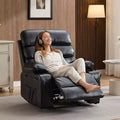 Extra Wide PU Leather Recliner Chair for Adults with Massage & Heat  Cup Holder, Side Pockets, Plush Comfort for Living Room & Bedroom