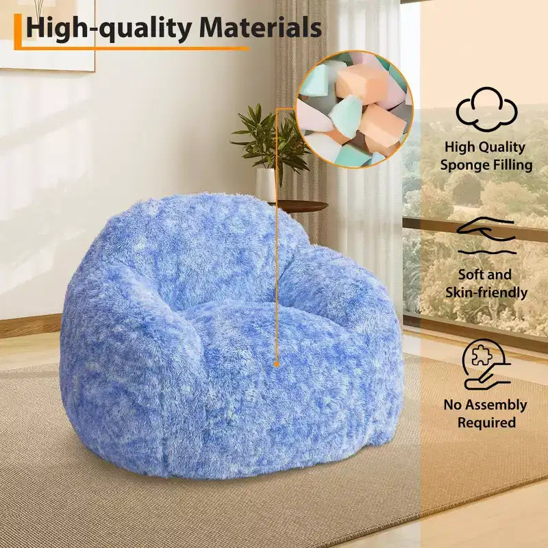COZONY Fauteuil poire en fausse fourrure pour adulte - Doux et moelleux avec accoudoir, canapé paresseux en mousse haute densité pour la lecture, canapé de sol pour le salon