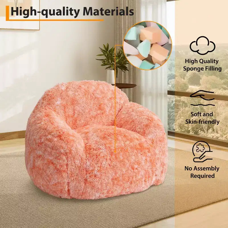 COZONY Fauteuil poire en fausse fourrure pour adulte - Doux et moelleux avec accoudoir, canapé paresseux en mousse haute densité pour la lecture, canapé de sol pour le salon