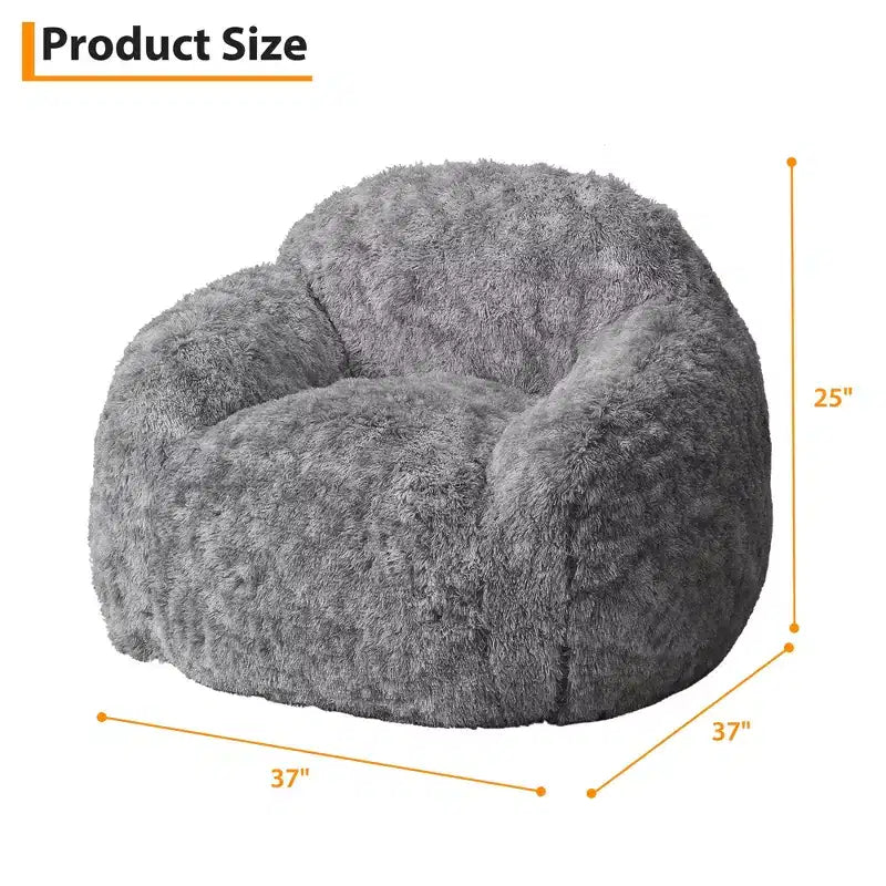COZONY Fauteuil poire en fausse fourrure pour adulte - Doux et moelleux avec accoudoir, canapé paresseux en mousse haute densité pour la lecture, canapé de sol pour le salon