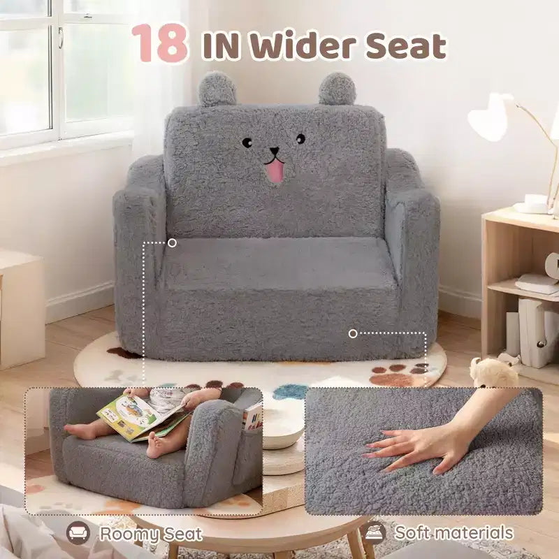 Kinder King Canapé pour enfant, chaise pour bébé 2 en 1 pliable, canapé-lit dépliable pour salle de jeux