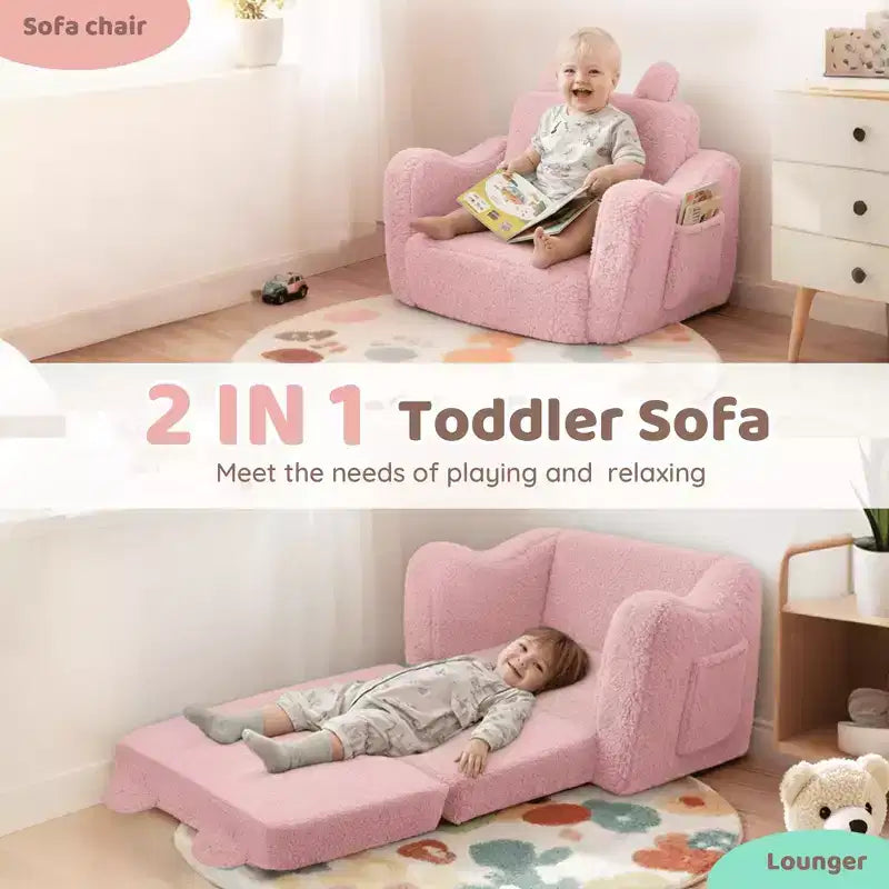 Kinder King Canapé pour enfant, chaise pour bébé 2 en 1 pliable, canapé-lit dépliable pour salle de jeux