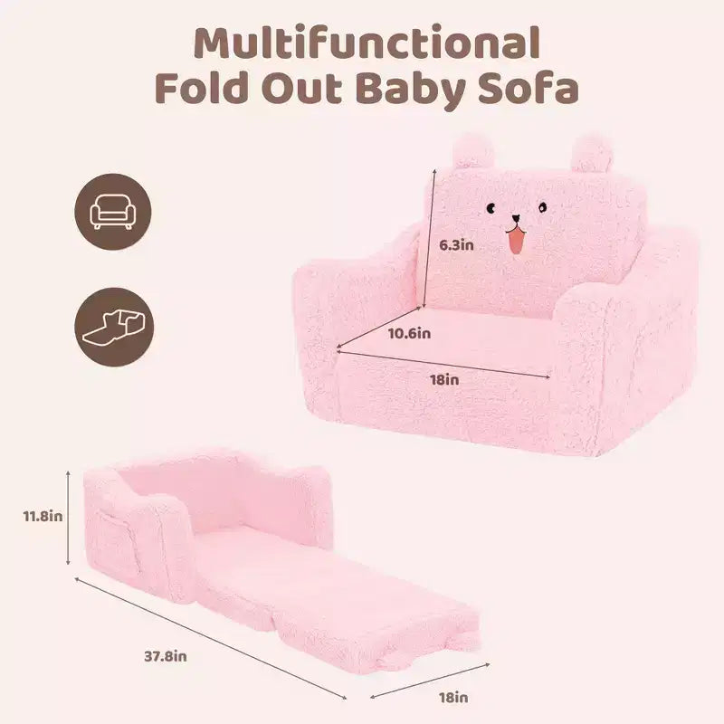 Kinder King Canapé pour enfant, chaise pour bébé 2 en 1 pliable, canapé-lit dépliable pour salle de jeux