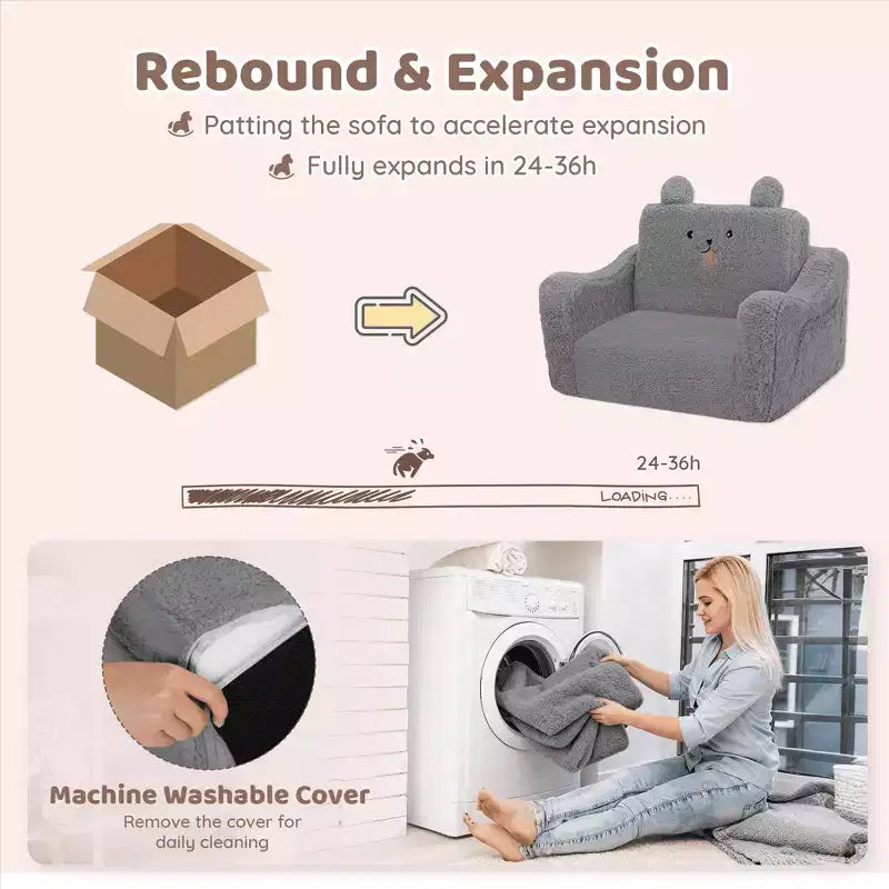 Kinder King Canapé pour enfant, chaise pour bébé 2 en 1 pliable, canapé-lit dépliable pour salle de jeux