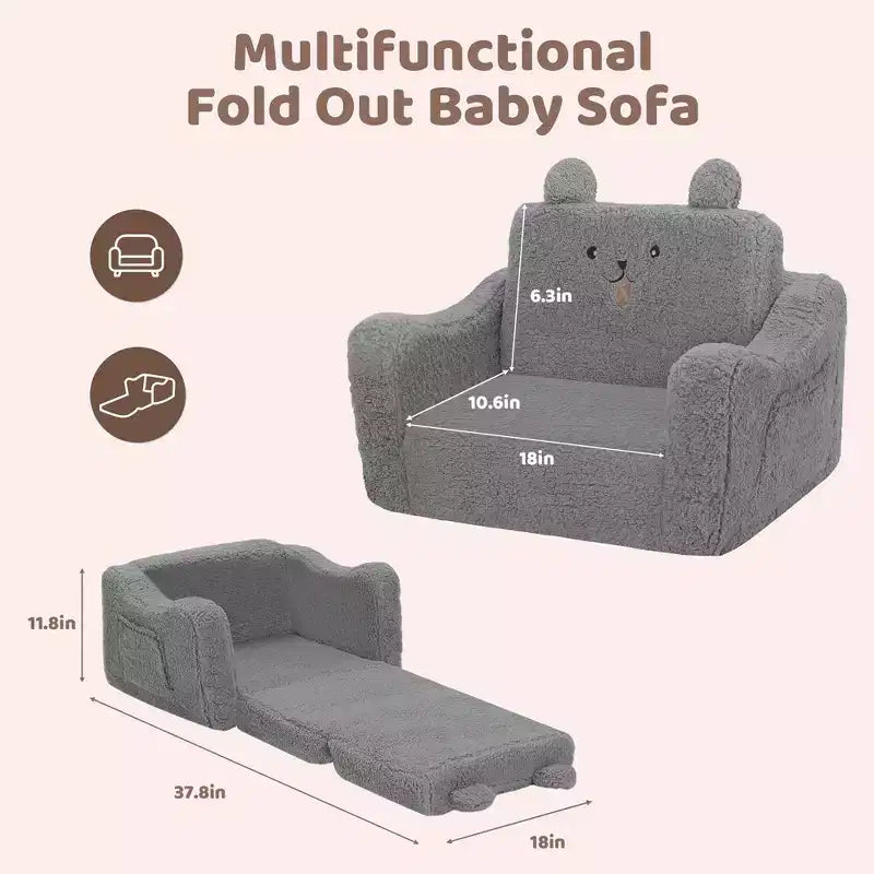 Kinder King Canapé pour enfant, chaise pour bébé 2 en 1 pliable, canapé-lit dépliable pour salle de jeux