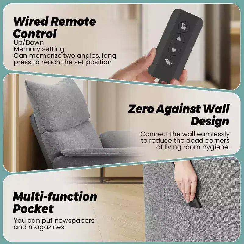 Fauteuil inclinable de massage, canapé inclinable simple réglable, adapté au home cinéma, au salon/bureau (tissu, gris)
