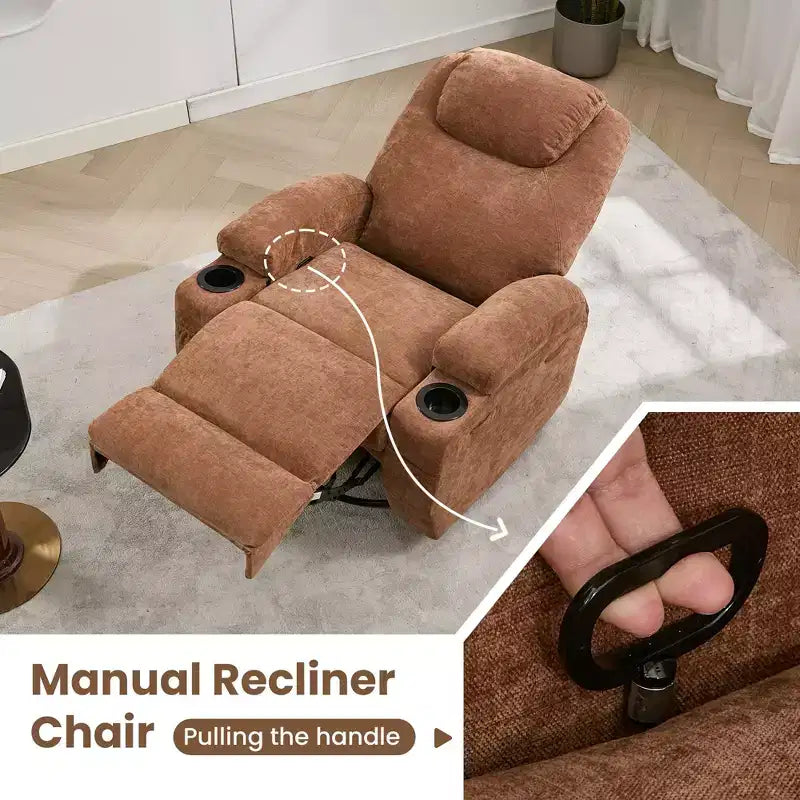 Fauteuil inclinable, fauteuil inclinable à bascule pivotant à 360° pour adultes avec massage et chaleur, fauteuils à bascule électriques