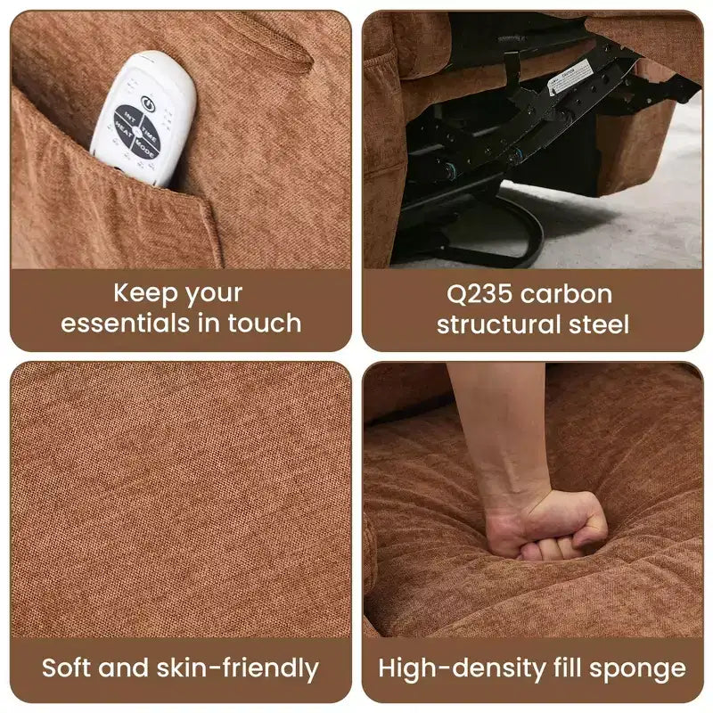 Fauteuil inclinable, fauteuil inclinable à bascule pivotant à 360° pour adultes avec massage et chaleur, fauteuils à bascule électriques