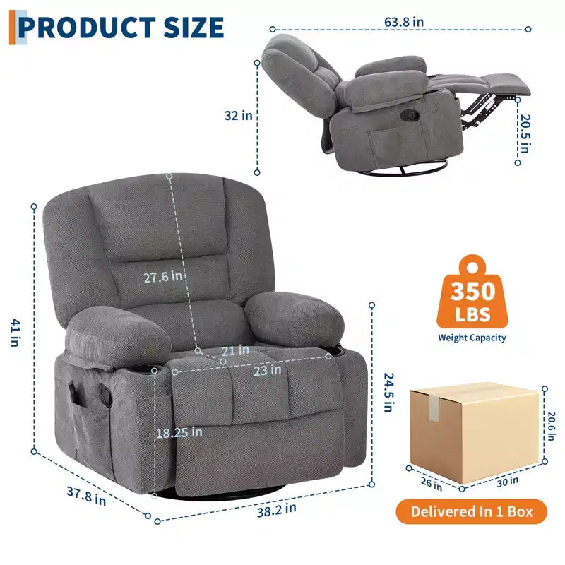 Fauteuils berçants pivotants en chenille à 360°, fauteuil inclinable à bascule, pour le salon, la maison