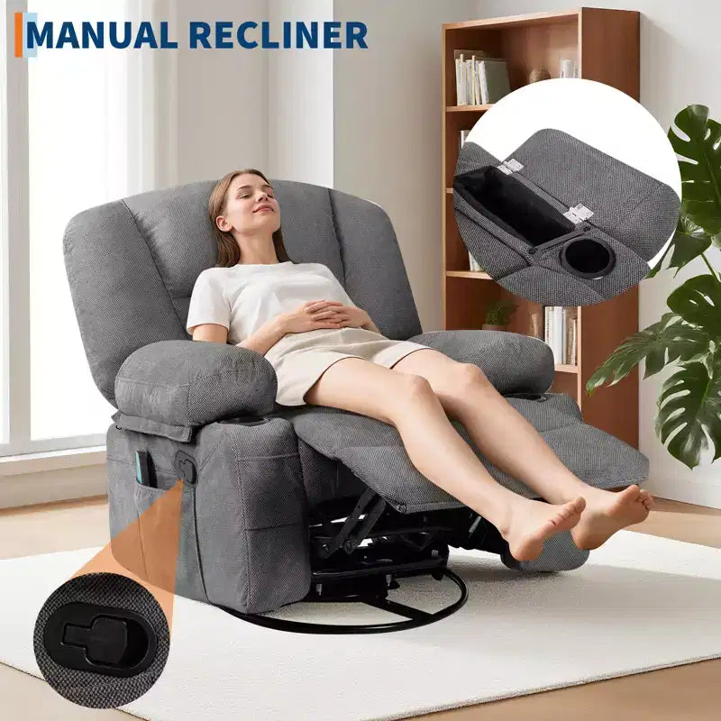 Fauteuils berçants pivotants en chenille à 360°, fauteuil inclinable à bascule, pour le salon, la maison