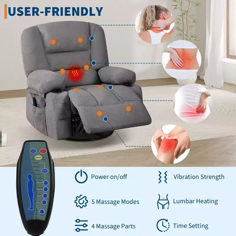 Fauteuils berçants pivotants en chenille à 360°, fauteuil inclinable à bascule, pour le salon, la maison