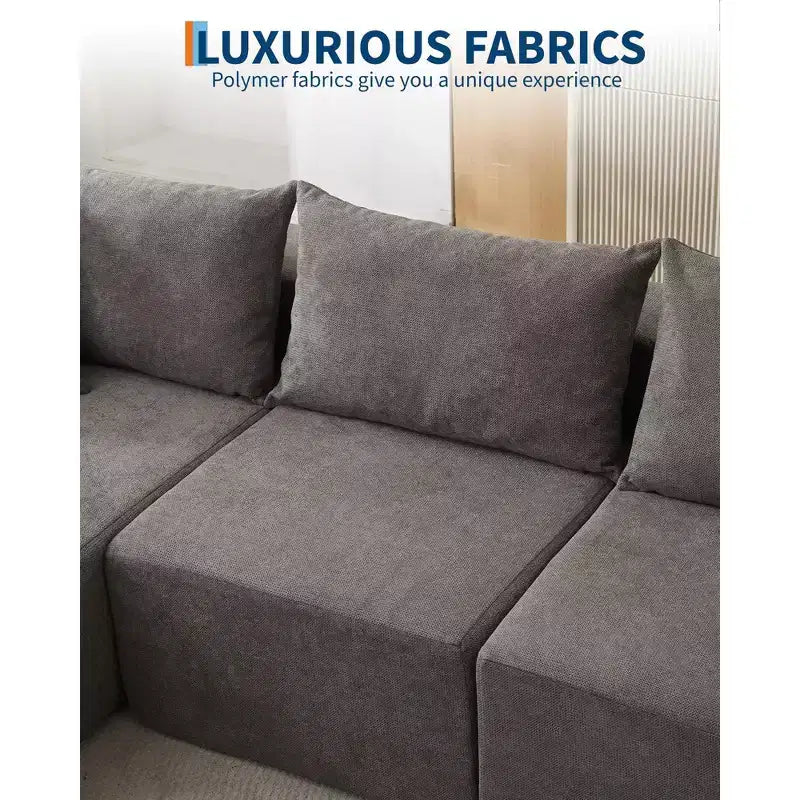 Canapé modulable 108" avec méridienne en L, canapé modulaire moderne avec assise profonde, grand canapé convertible, aucun assemblage requis, côté gauche