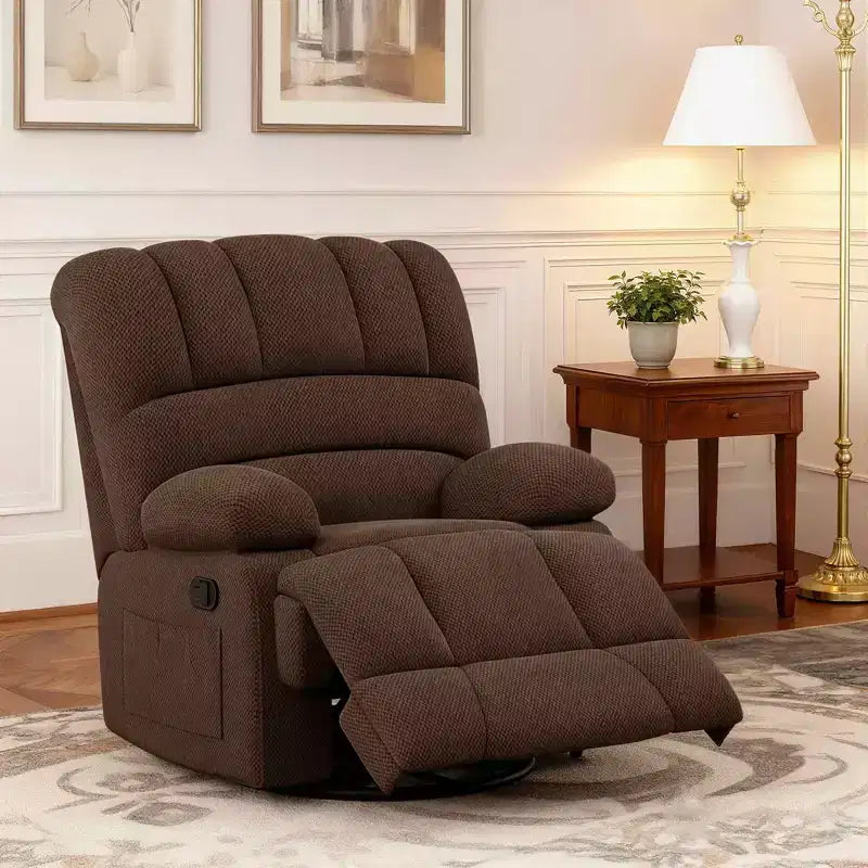 MAYEERTY Fauteuil inclinable pivotant et berçant surdimensionné en velours pour adultes, parfait pour le salon