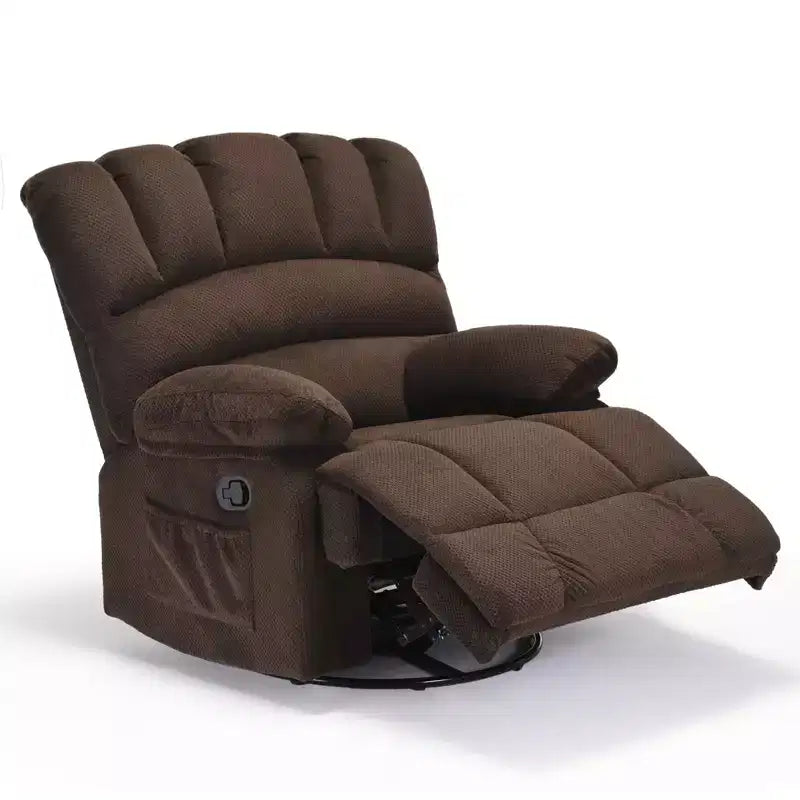 MAYEERTY Fauteuil inclinable pivotant et berçant surdimensionné en velours pour adultes, parfait pour le salon