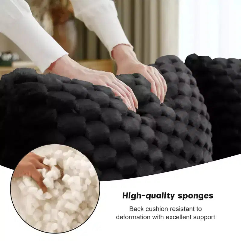 Canapé modulaire en forme de U 146, flanelle, 4 places, ottoman, boucle, sans montage, noir