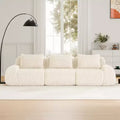 114 Modular Sectional Sofa Flannelette 3-Seater Deep Seat Buckle No Assembly Cream