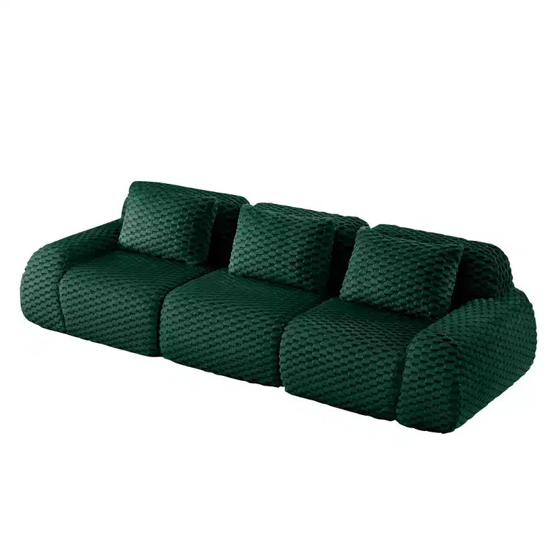 114 Canapé d'angle modulable en flanelle 3 places, assise profonde, boucle, aucun assemblage requis, vert