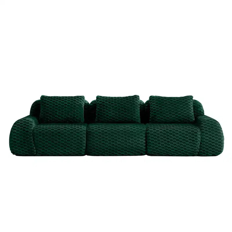 114 Canapé d'angle modulable en flanelle 3 places, assise profonde, boucle, aucun assemblage requis, vert