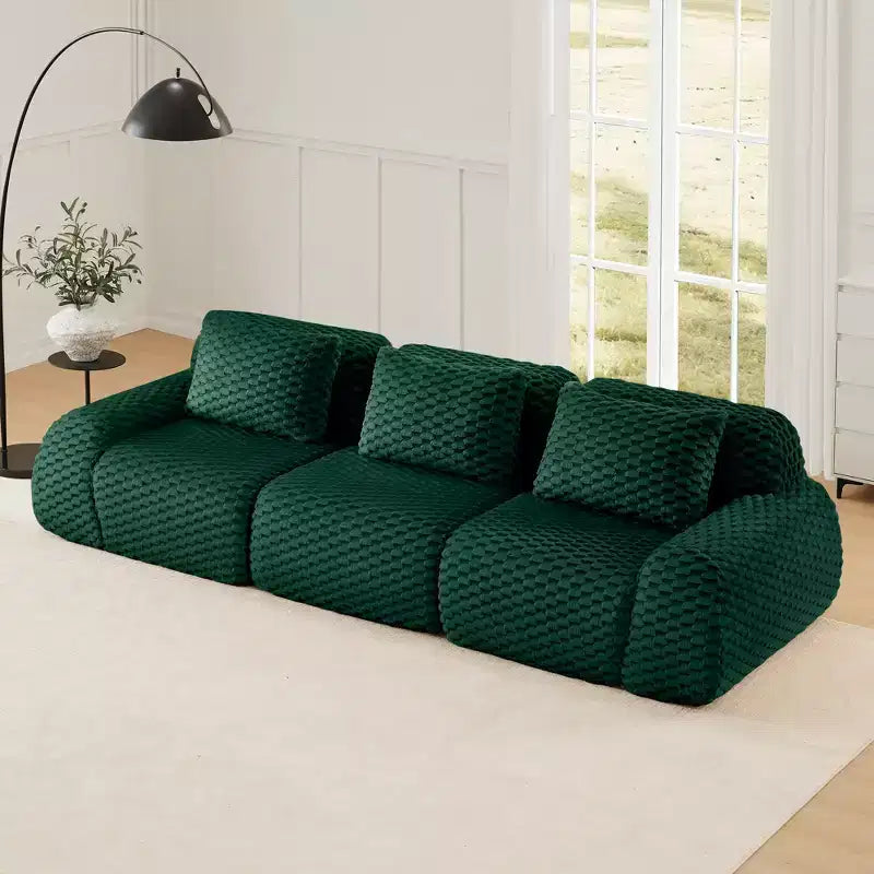 114 Canapé d'angle modulable en flanelle 3 places, assise profonde, boucle, aucun assemblage requis, vert