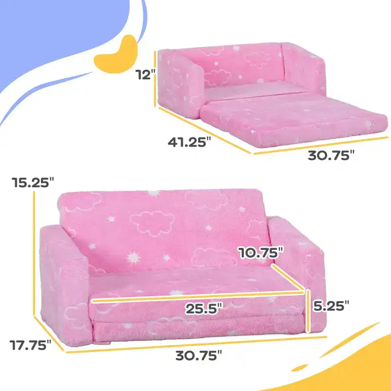 Canapé avec motif nuage phosphorescent, housse lavable
